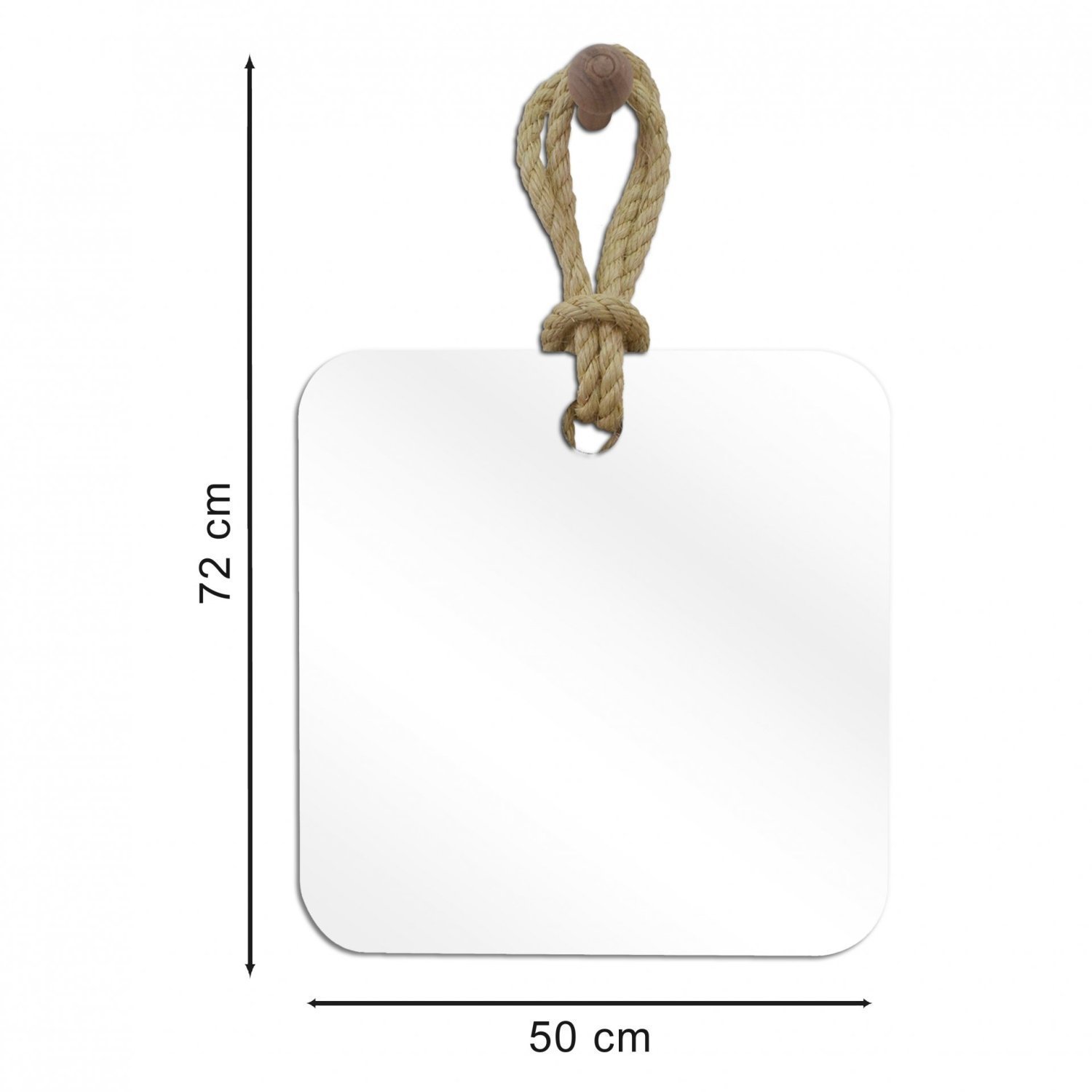 Espelho Decorativo Hole Alça Sisal Natural Quadrado In House Decor - 2