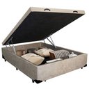 Ver imagem 3 de Cama Box Baú Viúva Suede Bege Emth 128x188x40