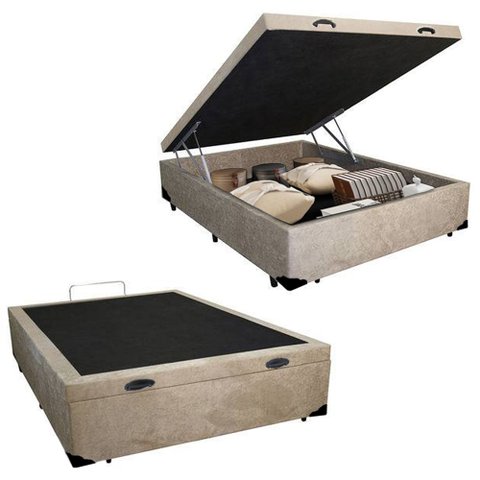 Cama Box Baú Viúva Suede Bege Emth 128x188x40
