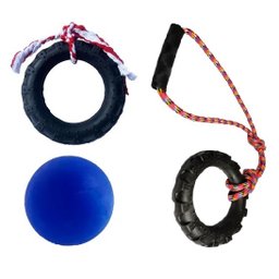 Kit de Brinquedos para Cães com Bola, Puxador e Pneu Bone GG - 1