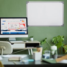 Quadro Branco 90x60 Cm Lousa com Moldura Mdf Alumínio Soft com 4 Canetas e Apagador - 10