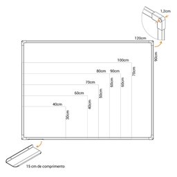 Quadro Branco 90x60 Cm Lousa com Moldura Mdf Alumínio Soft com 4 Canetas e Apagador - 8