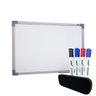 Quadro Branco 90x60 Cm Lousa com Moldura Mdf Alumínio Soft com 4 Canetas e Apagador - 1