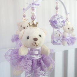 MOBILE PARA BERÇO MUSICAL GIRATÓRIO PRINCESAS LILÁS - 2