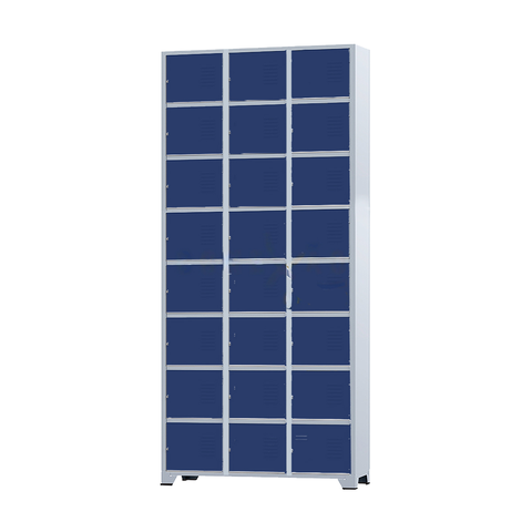 Armário Roupeiro De Aço 24 Portas Para Vestiário Academia Locker Azul Marinho