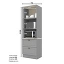 Ver imagem 3 de Cozinha Modulada Nova York 5 Peças com Cristaleira Cinza - Henn