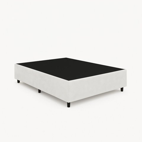 Box Base Blindado Suede- Casal Padrão 138x188x38 - Novo:branco