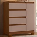 Ver imagem 4 de Guarda Roupa Casal Doble 8 Portas de Bater com Cômoda e Sapateira 4 Gavetas MDP Nogueira Capuccino