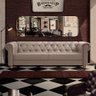Sofá Para Barbearia 2,60M Chesterfield Living Sued Bege Shop JM - 1