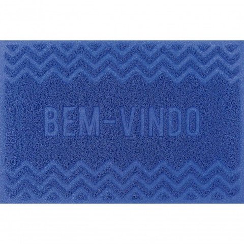 Capacho de Poa Vinílico Zig Zag Azul Reflex Blue C 60x40cm - Uzoo Capacho Vinilico Zigzag 60x40cm