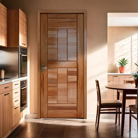 Folha de Porta Maciça em Eucalipto acabamento Natural 210x90cm PM96 Cruzeiro Portas Natural