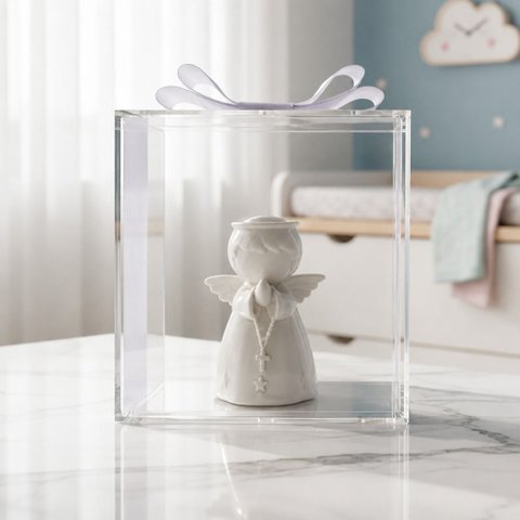 Quadro Caixa Acrílico Santo Anjo da Guarda 12x12x4cm - Box Luxo Religioso