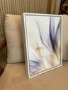 Ver imagem 2 de Duo de Quadros Abstrato Floral Abstrato Fluidez Azul e Ouro 40x31,5cm Canvas Moldura Branca