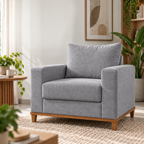 Poltrona Decorativa Prada 1 Lugar em Linho Cinza