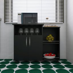 Balcão para Forno com Fruteira 2 Porta Móveis cor Preto AJL STORE ARMARIO FRUTEIRA - 3