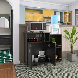 Balcão para Forno com Fruteira 2 Porta Móveis cor Preto AJL STORE ARMARIO FRUTEIRA - 2