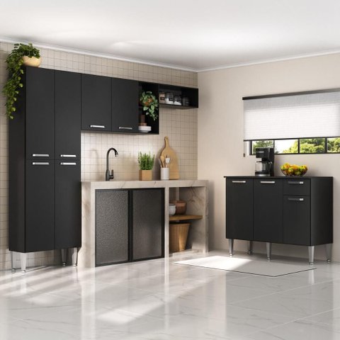 Armário de Cozinha Compacta Modulada Versatile Multimóveis Mp2302 C/ Balcão e Paneleiro