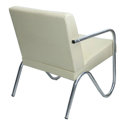 Poltrona Decorativa Braço Cromado Sabrina Bege - 3