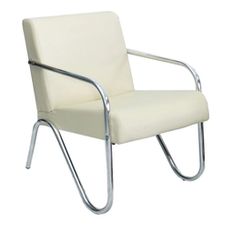 Poltrona Decorativa Braço Cromado Sabrina Bege - 1