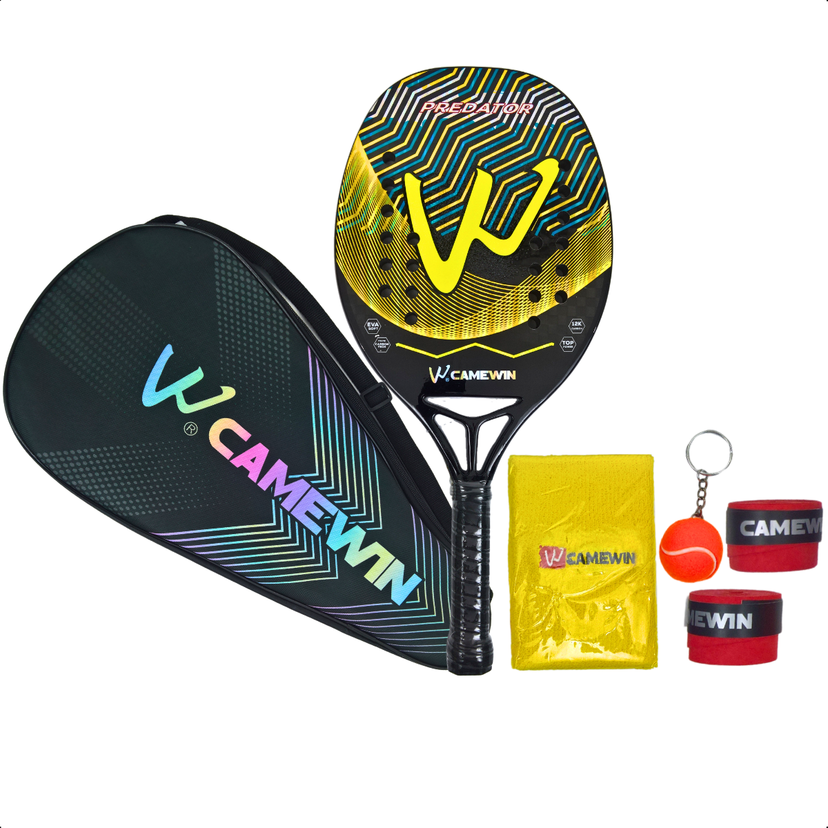 Raquete Beach Tennis Camewin Predator 12k Carbon + Brindes