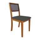 Ver imagem 3 de Kit 6 Cadeiras de Jantar Palha Estofadas Linho Chumbo Encosto Tela Rubi Premium Madeira Maciça Mel