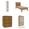Quarto Solteiro Completo Roupeiro 2 Portas, Cama, Mesa de Cabeceira e Livreiro Chicago - 2