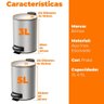 Jogo de Lixeiras para Banheiro e Cozinha Inox com Pedal Spin 5l e 3l - Brinox 3074/100 e 3074/101 - 6