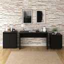 Ver imagem 1 de Kit Escritório com Mesa, Balcão e Gaveteiro Preto - Tecno