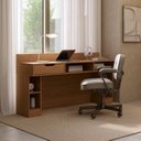 Ver imagem 1 de Escrivaninha Mesa para Escritório 1 Gaveta 6 Nichos 130CMX49,5CMX90CM Linha Liga Modulado