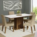 Ver imagem 1 de Conjunto Sala de Jantar Mesa Tampo de Madeira 4 Cadeiras Rustic/branco/imperial Keila Madesa
