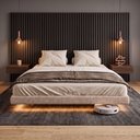 Ver imagem 4 de Cama Box King Osaka Flutuante Estilo Japonesa 193x203 Base Estofada Bouclê Capuccino - Desk Design