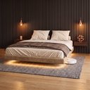 Ver imagem 2 de Cama Box King Osaka Flutuante Estilo Japonesa 193x203 Base Estofada Bouclê Capuccino - Desk Design