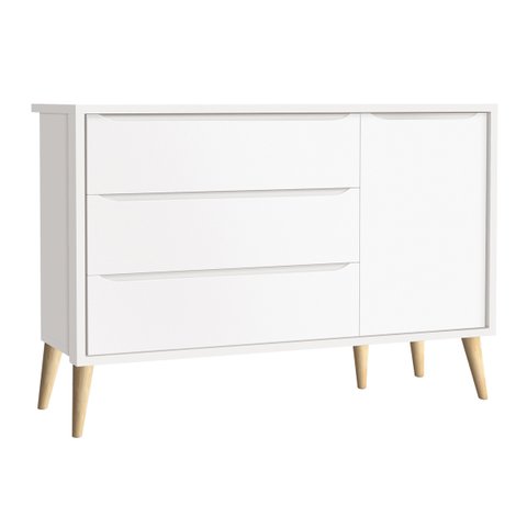 Cômoda Sapateira Théo New Branco Fosco com Natural - MoveisAqui