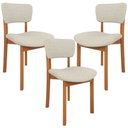 Ver imagem 2 de Kit 3 Cadeiras para Sala de Jantar Cozinha Living Estofada Dara L02 Linho Champagne - Lyam Decor
