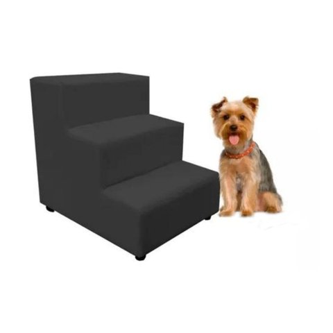 Escada Escadinha Pet Cachorro 3 Degraus Rampa Suede Dog:cinza
