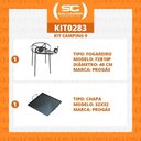 Ver imagem 2 de Kit Camping 9 - Fogareiro Fogão F2b10p Redondo 40cm Duplo de Pé + Chapa Bifeteira 32cm - Progás