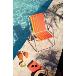 Cadeira de Praia Samoa em Alumínio Laranja e Amarelo Tramontina - 8