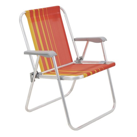 Cadeira de Praia Samoa em Alumínio Laranja e Amarelo Tramontina
