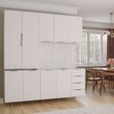 Ver imagem 1 de Cozinha Planejada 4 Peças sem Tampo 2 Aéreos 5 Portas e 2 Balcões Ipanema CabeCasa MadeiraOriginals Branco