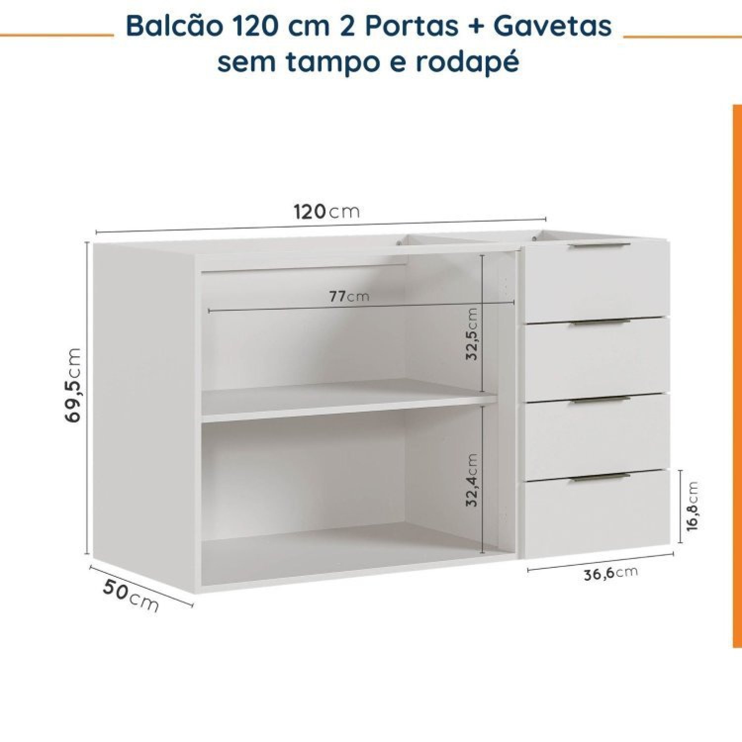 Cozinha Modulada 4 Peças sem Tampo 2 Aéreos 5 Portas e 2 Balcões Ipanema CabeCasa MadeiraMadeira - 15