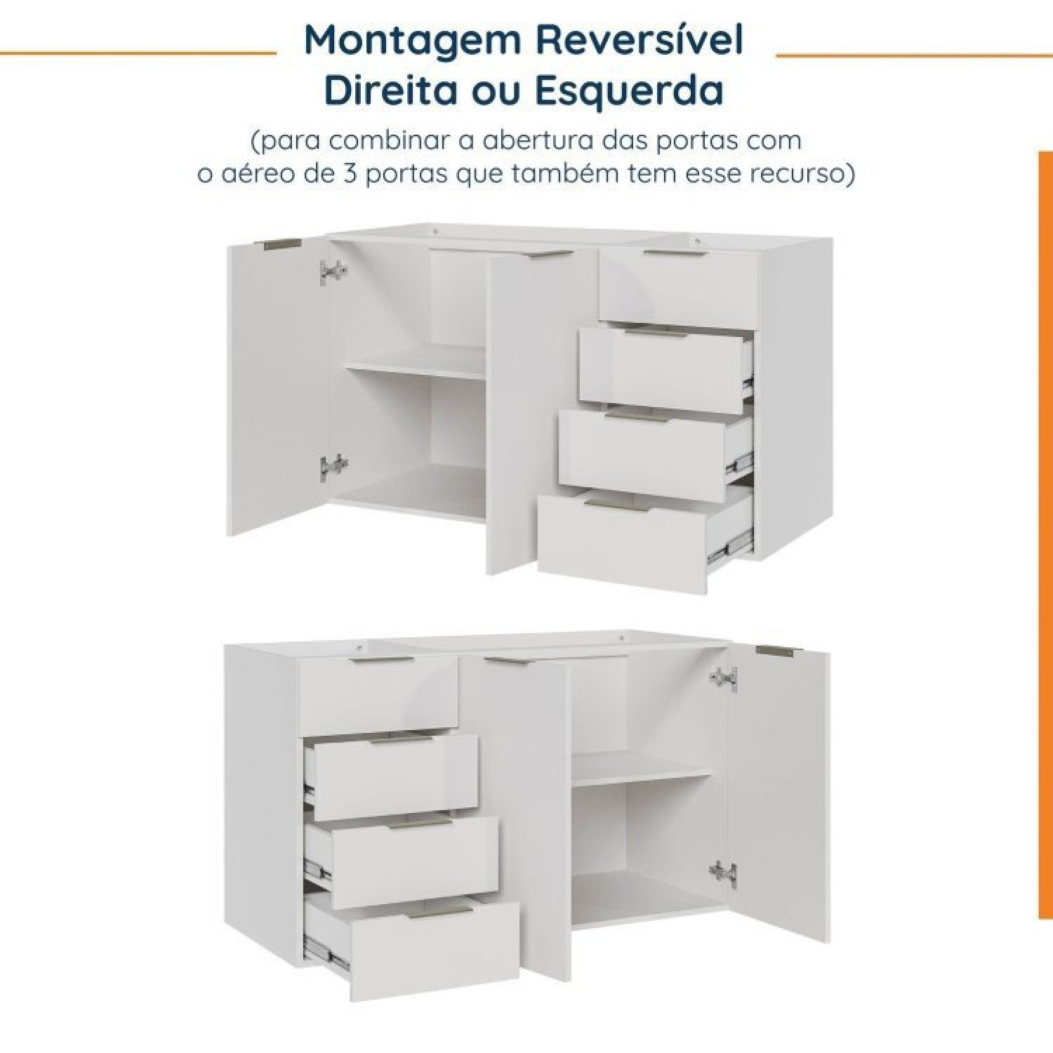 Cozinha Modulada 4 Peças sem Tampo 2 Aéreos 5 Portas e 2 Balcões Ipanema CabeCasa MadeiraMadeira - 16