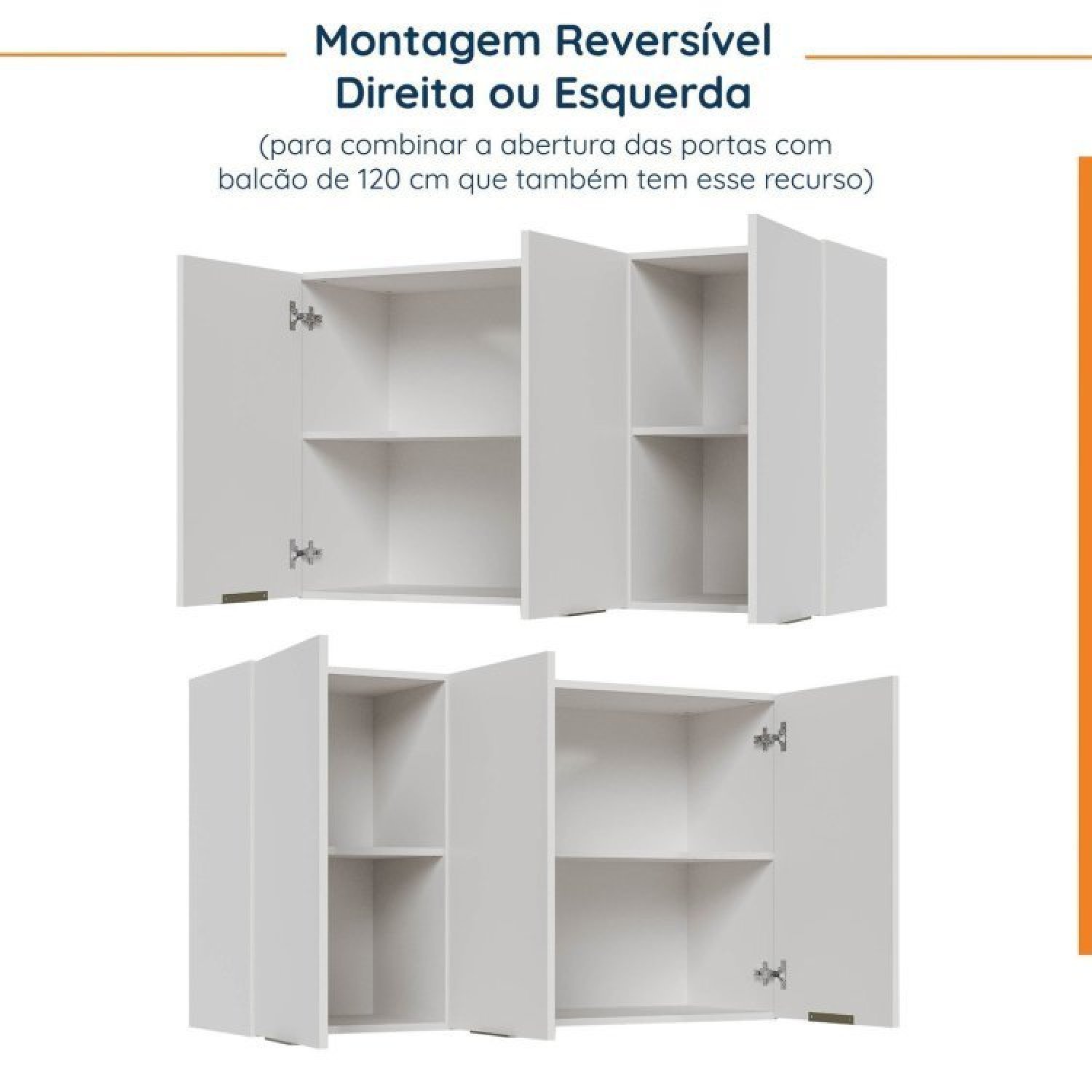 Cozinha Modulada 4 Peças sem Tampo 2 Aéreos 5 Portas e 2 Balcões Ipanema CabeCasa MadeiraMadeira - 13