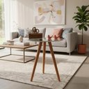 Ver imagem 1 de Mesa de Canto Redondo MDF Madeira Maciça 60cm Off White Decoraper