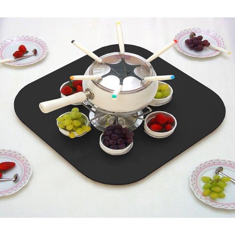 Prato Giratório Centro de Mesa Tampo Tábua para Mesa 80 Cm - Preto Laca