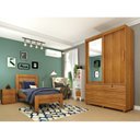 Ver imagem 1 de Quarto Solteiro Completo Guarda Roupa 2 Portas Cama Mesa de Cabeceira e Livreiro Chicago Tcil Móveis