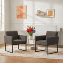 Ver imagem 6 de Kit 2 Poltronas para Recepção Lina com Base de Ferro Preto Resistente Cinza