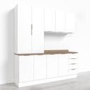 Ver imagem 2 de Cozinha Planejada 4 Peças com Tampo 2 Armários Aéreos 5 Portas e 2 Balcões Ipanema CabeCasa MadeiraOriginals Branco
