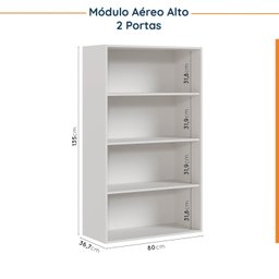Cozinha Modulada 4 Peças com Tampo 2 Aéreos 5 Portas e 2 Balcões Ipanema CabeCasa MadeiraMadeira - 12