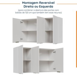 Cozinha Modulada 4 Peças com Tampo 2 Aéreos 5 Portas e 2 Balcões Ipanema CabeCasa MadeiraMadeira - 14
