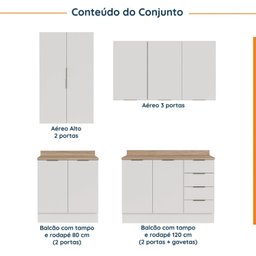 Cozinha Modulada 4 Peças com Tampo 2 Aéreos 5 Portas e 2 Balcões Ipanema CabeCasa MadeiraMadeira - 7